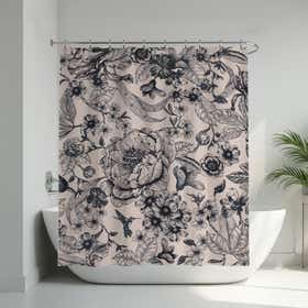 Cottage Florals Custom Shower Curtain -  Hydro Shield - White 18