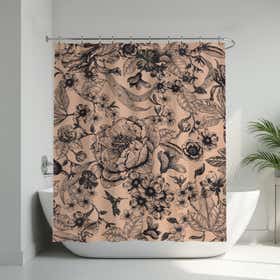 Cottage Florals Custom Shower Curtain -  Hydro Shield - Peach 19