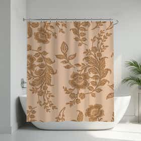 Golden Florals Custom Shower Curtain -  Hydro Shield - Peach 17