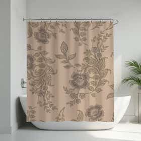 Sage Florals Custom Shower Curtain -  Hydro Shield - Peach 15