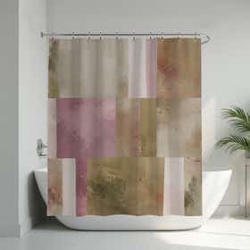 Abstract Tiles Custom Shower Curtain -  Hydro Shield - White 8
