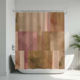 Abstract Tiles Custom Shower Curtain -  Hydro Shield - Peach 9