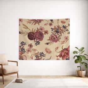 Ivory Bloom Custom Wall Tapestry - Velvet Satin 10