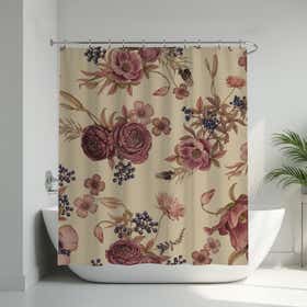 Ivory Bloom Custom Shower Curtain -  Hydro Shield - White 6