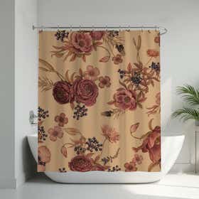 Ivory Bloom Custom Shower Curtain -  Hydro Shield - Peach 7