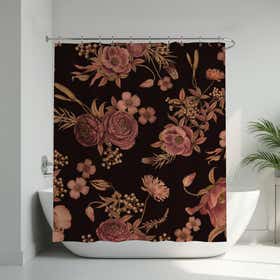 Dusky Bloom Custom Shower Curtain -  Hydro Shield - Peach 3