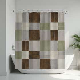 Neutral Plaid Custom Shower Curtain -  Hydro Shield - White 4