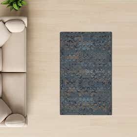 Distressed Damask Custom Rug - Rectangle - Silken Plush 19