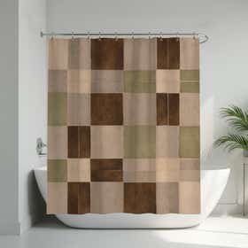 Neutral Plaid Custom Shower Curtain -  Hydro Shield - Peach 5