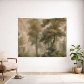 Misty Garden Custom Wall Tapestry - Velvet Satin 6