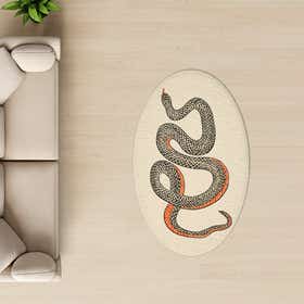 Snake Ecru Custom Rug - Oval - Silken Plush 20
