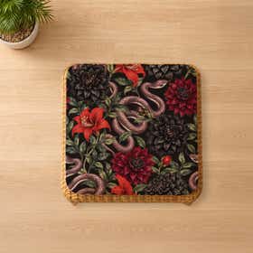 Snake Blooms Custom Square Seat Cushion - Canvas 2