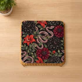Snake Blooms Custom Square Seat Cushion - Velvet Satin 4
