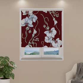 Orchids Maroon Custom Roller Shade - Mesh 18