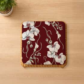 Orchids Maroon Custom Square Seat Cushion - Canvas 14