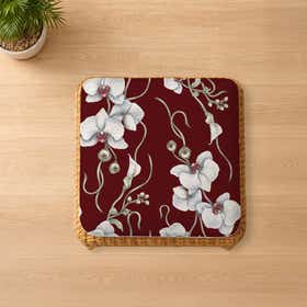 Orchids Maroon Custom Square Seat Cushion - Weave Loom 15