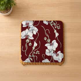 Orchids Maroon Custom Square Seat Cushion - Velvet Satin 16