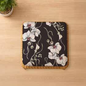 Orchids Charcoal Custom Square Seat Cushion - Canvas 8