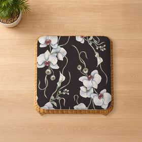 Orchids Charcoal Custom Square Seat Cushion - Weave Loom 9