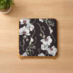 Orchids Charcoal Custom Square Seat Cushion - Velvet Satin 10