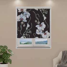 Orchids Charcoal Custom Roller Shade - Mesh 12
