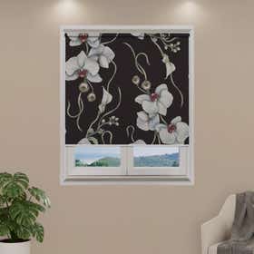 Orchids Charcoal Custom Roller Shade - Blackout 13