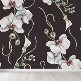 Orchids Charcoal Custom Wallpaper - Luxe Smooth 19