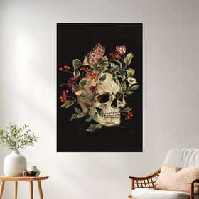 Floral Skull Black Poster Print - Just Print 12