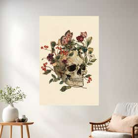 Floral Skull Beige Poster Print - Just Print 15