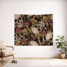 Skull Forest Custom Wall Tapestry - Velvet Satin 14