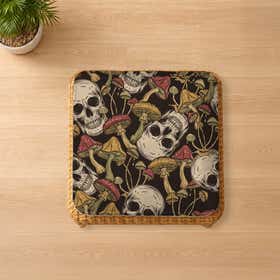 Skull Forest Custom Square Seat Cushion - Velvet Satin 13
