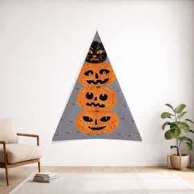 Pumpkin Kitty Grey Custom Triangular Tapestry - Weave Loom 2