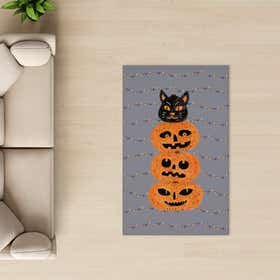 Pumpkin Kitty Grey Custom Rug - Rectangle - Luxe Grain 19