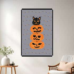 Pumpkin Kitty Grey Poster Print - Mounting 5
