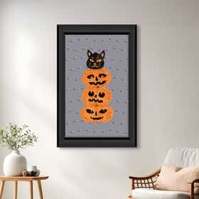 Pumpkin Kitty Grey Poster Print - Framing 6