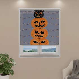 Pumpkin Kitty Grey Custom Roller Shade - Mesh 2