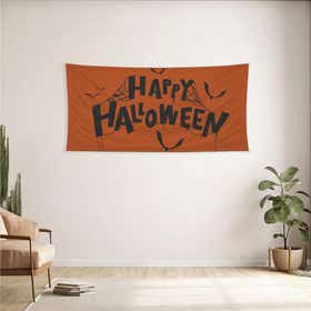 Happy Halloween Custom Panoramic Tapestry - Velvet Satin 2