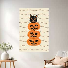 Pumpkin Kitty Beige Poster Print - Just Print 16