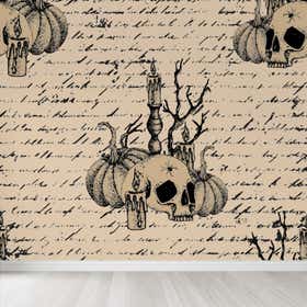 Pumpkin Skulls Custom Wallpaper - Luxe Smooth 13
