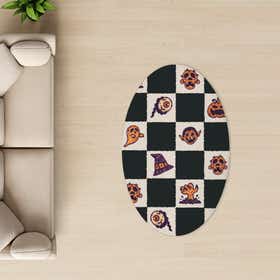 Halloween Doodles Custom Rug - Oval - Luxe Grain 12