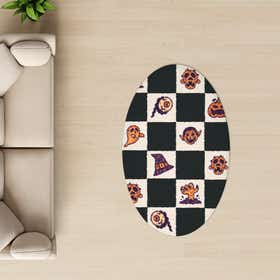 Halloween Doodles Custom Rug - Oval - Silken Plush 14