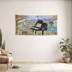 Jungle Jam Custom Panoramic Tapestry - Velvet Satin 11