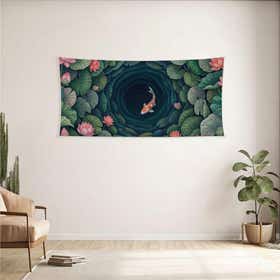 Lotus Vortex Custom Panoramic Tapestry - Velvet Satin 9