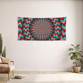 Retro Spiral Custom Panoramic Tapestry - Velvet Satin 8