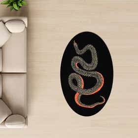 Snake Black Custom Rug - Oval - Silken Plush 18