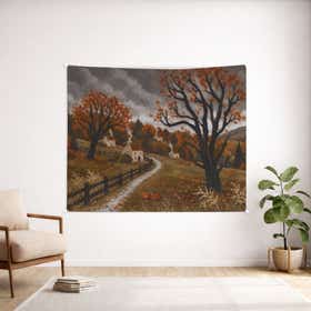 Haunted Harvest Custom Wall Tapestry - Velvet Satin 18