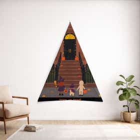 Trick or Treat Custom Triangular Tapestry - Velvet Satin 15