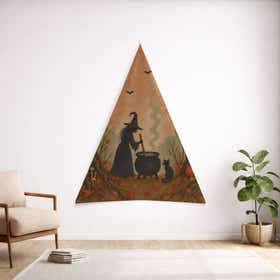 Witchy Woods Custom Triangular Tapestry - Velvet Satin 13