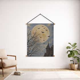 Gothic Moon Custom Hanging Tapestry - Velvet Satin 14