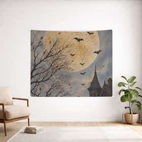 Gothic Moon Custom Wall Tapestry - Velvet Satin 20